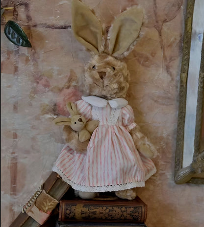 Powell Craft Bunny Teddy in a stripe dress