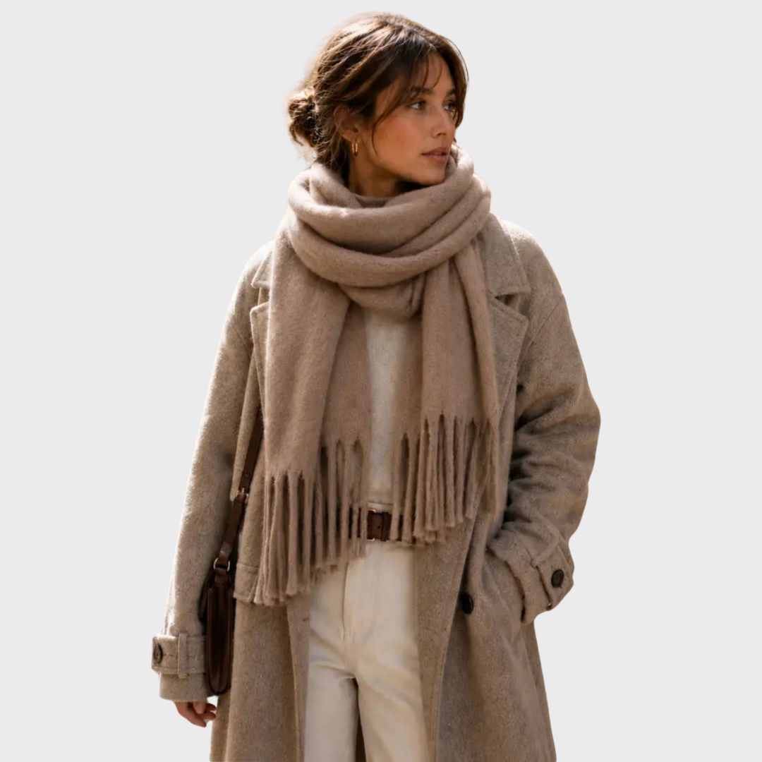 Large Fringe Scarf Taupe