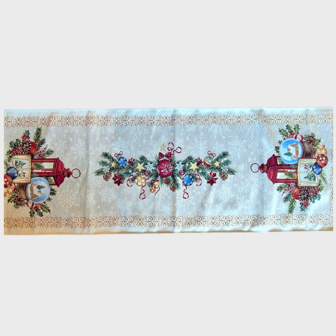 Festive Bauble Snowglobe Table Runner