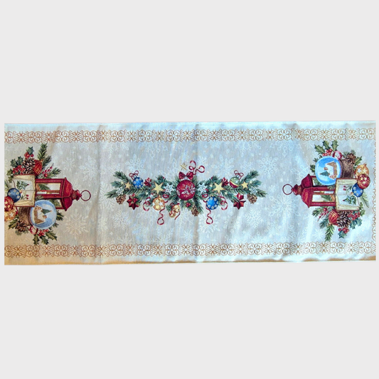 Festive Bauble Snowglobe Table Runner