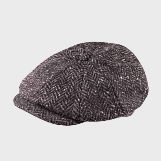 Eight Piece Charcoal Newsboy Cap
