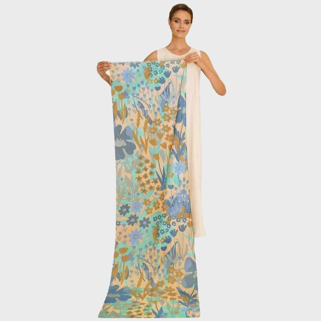 Powder Springtime Floral Denim Scarf