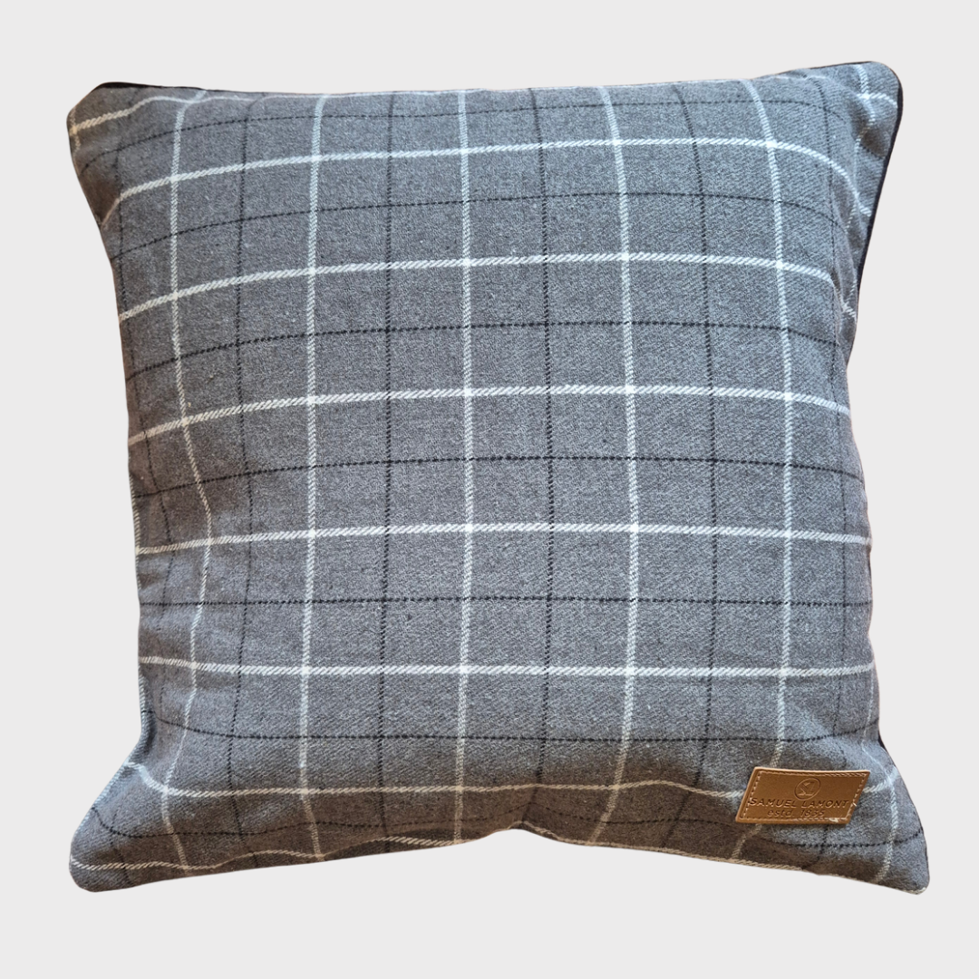 Grey Tweed Check Cushion Cover