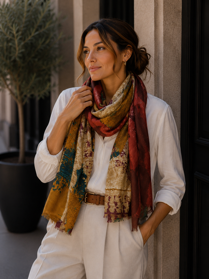 Printed patterned scarf