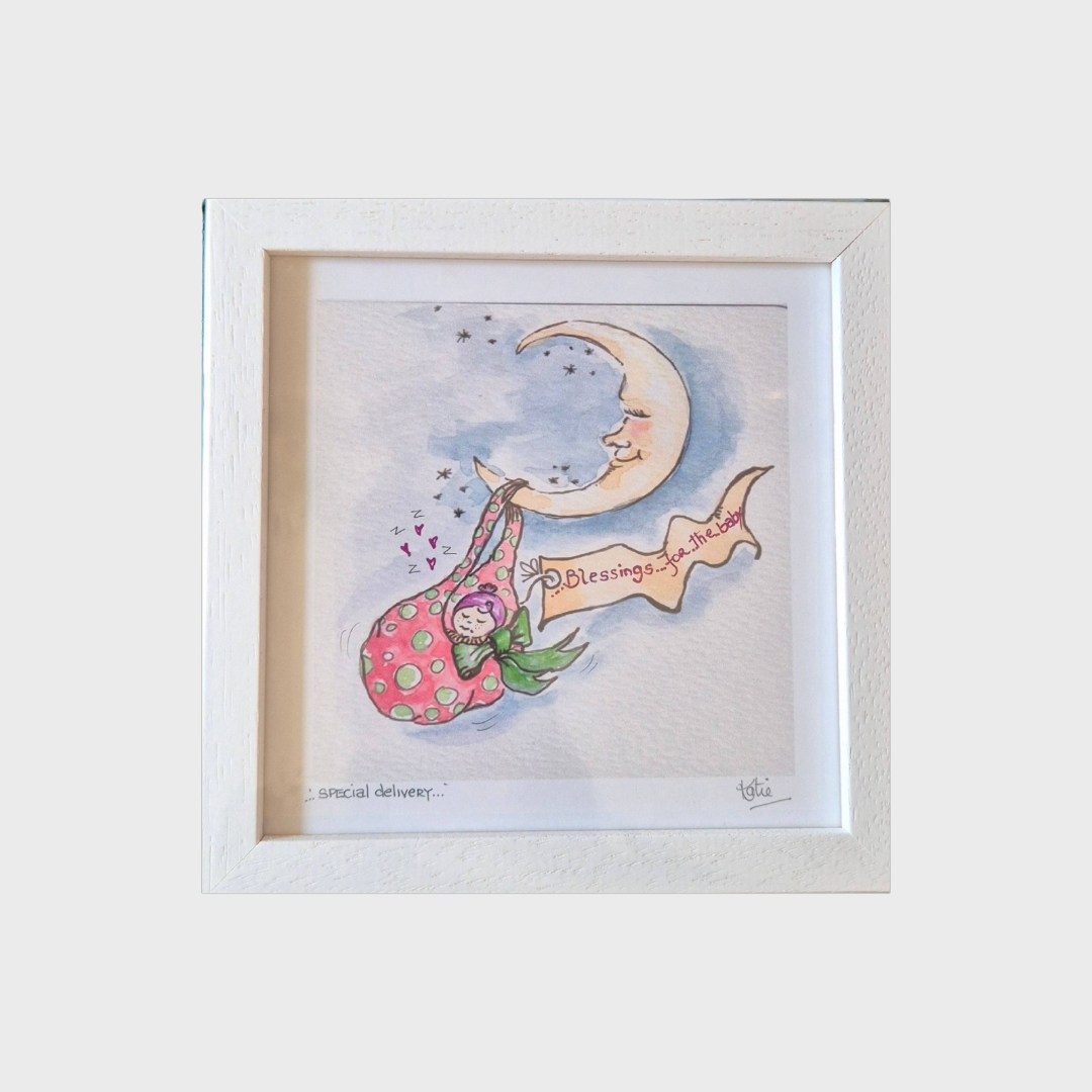 'Special Delivery' New Baby Small Framed Print
