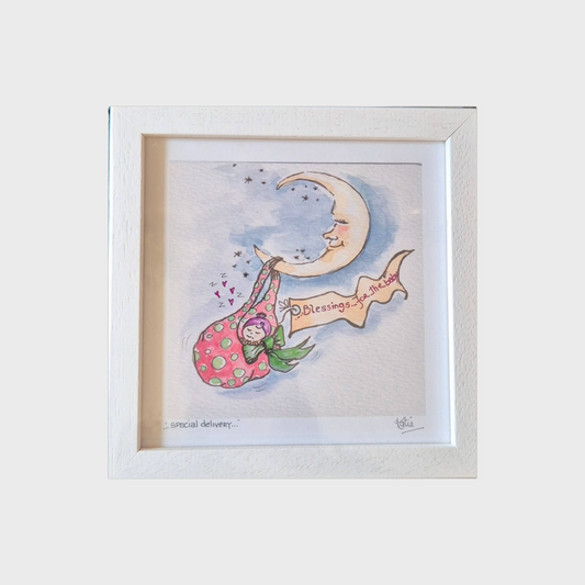 'Special Delivery' New Baby Small Framed Print