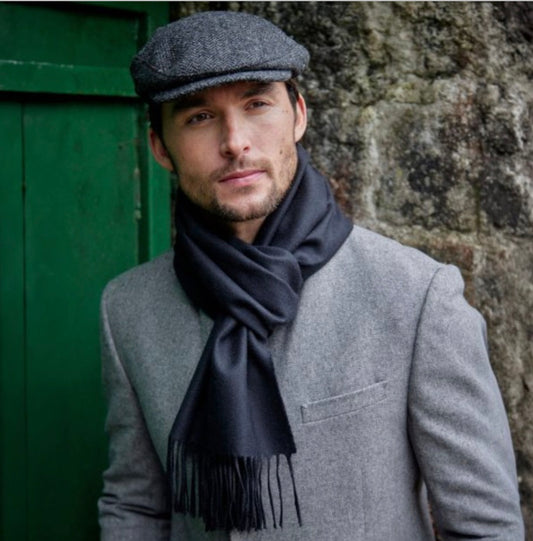 John Hanly Black Merino Wool Scarf