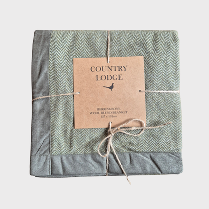 Country Lodge Herringbone Blanket Moss Green