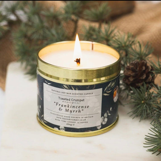 Frankincense & Myrrh (Robin & Eucalyptus Noir) Tin Candle