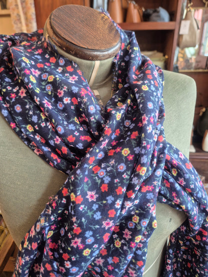 Navy Floral Scarf