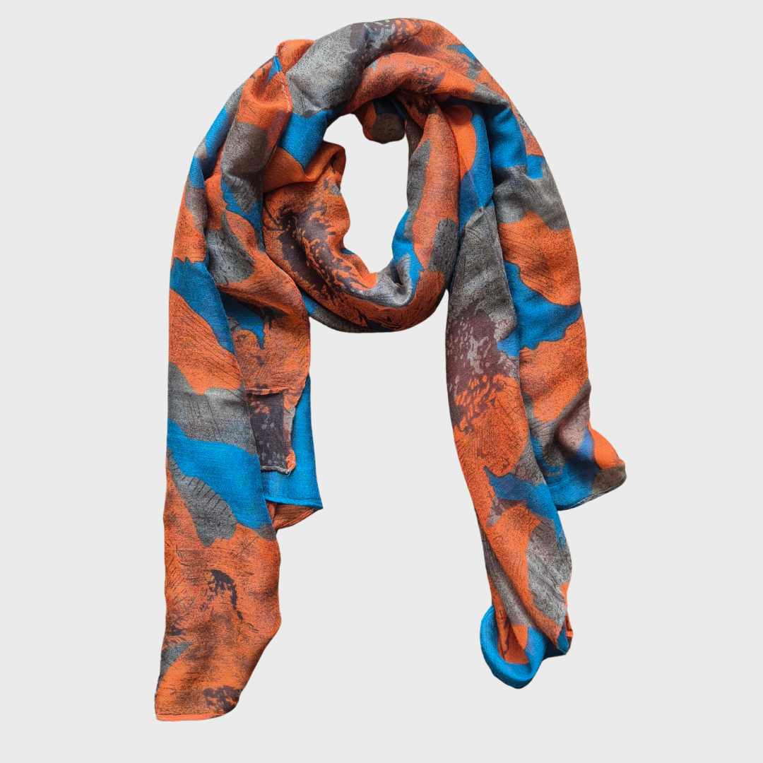 Teal & Orange Floral Scarf