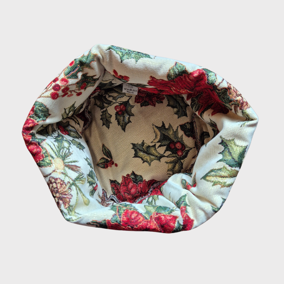 Poinsettia & Holly Christmas Bread Basket