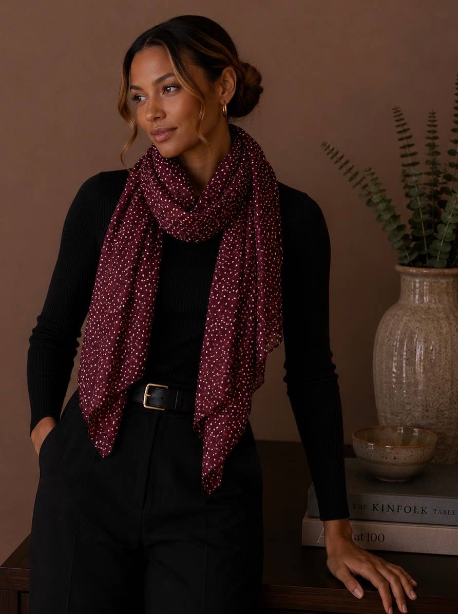Polka-dot patterned scarf