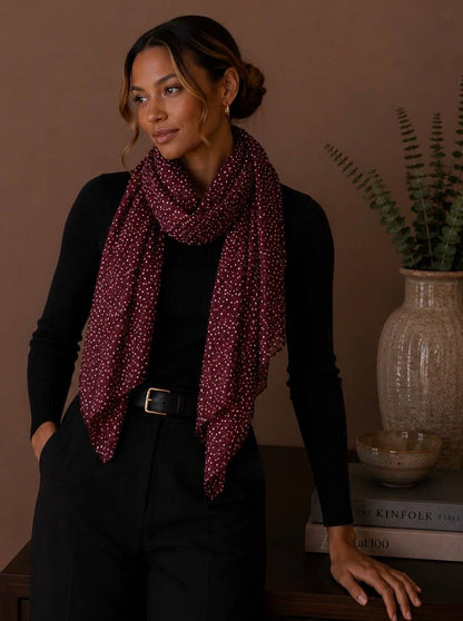 Polka-dot patterned scarf