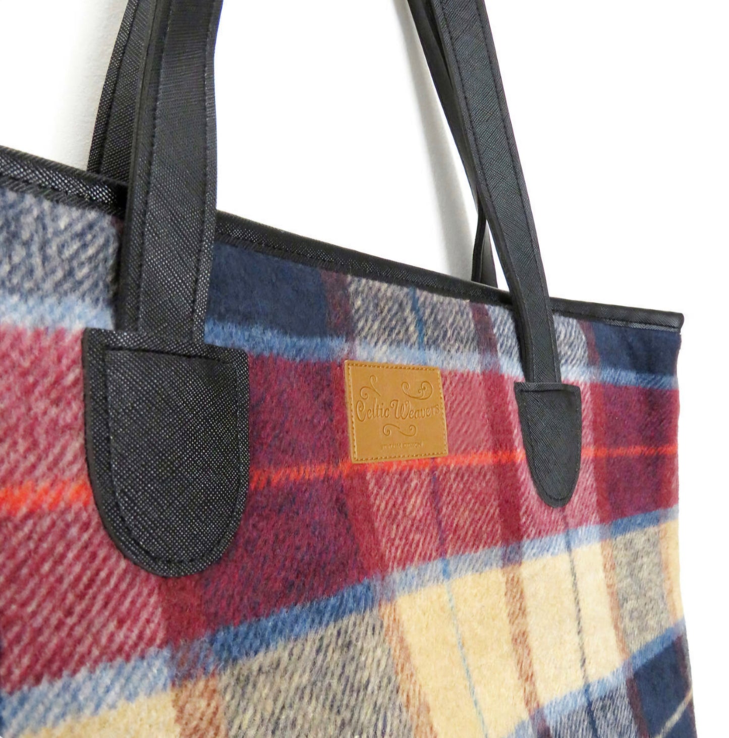 Red & Tan Tweed Tote Bag