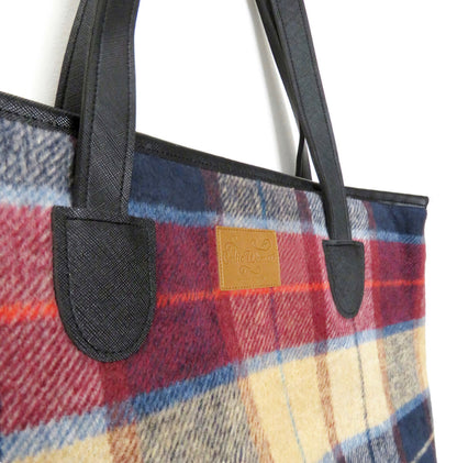 Red & Tan Tweed Tote Bag