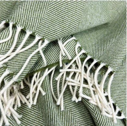McNutt Supersoft Herringbone Throw Blanket Fern