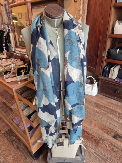 Teal & Navy Floral Scarf