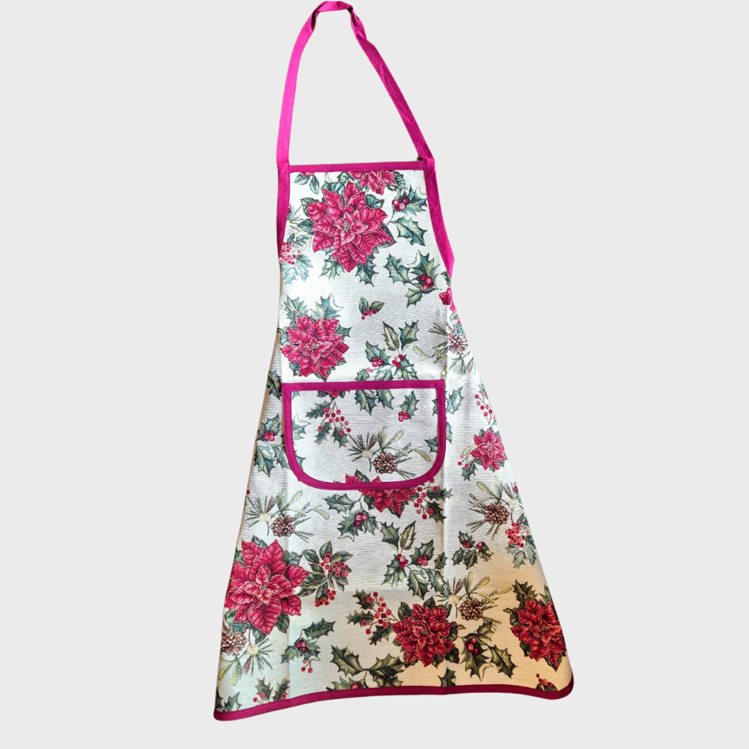 Poinsettia & Holly Apron