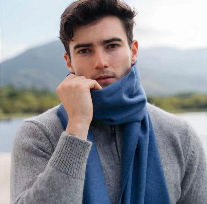 Irish Merino Wool Denim Blue Scarf