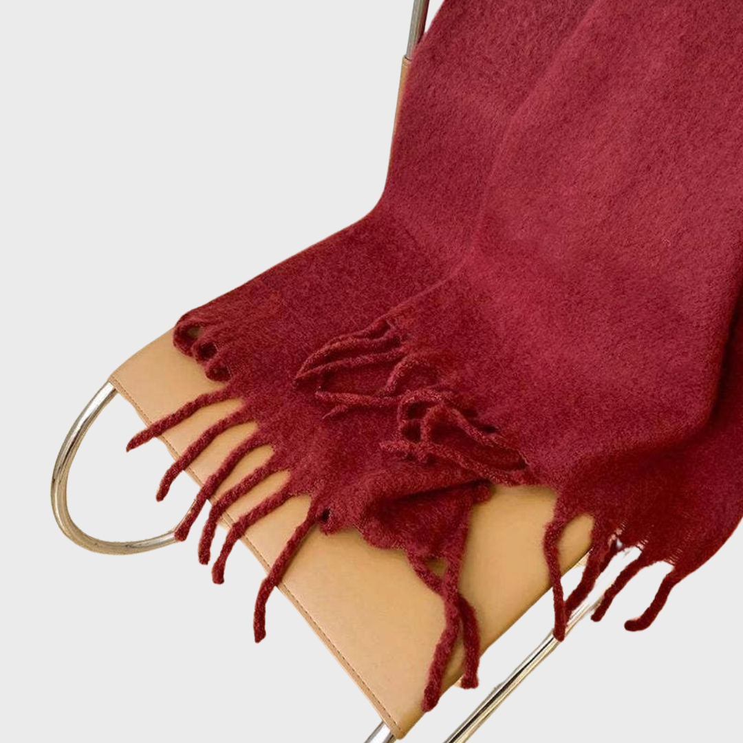 Large Fringe Scarf Bordeaux