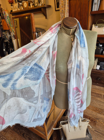 Grey Summer Seashell Scarf