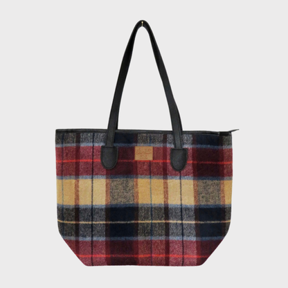 Red & Tan Tweed Tote Bag