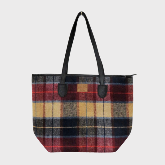 Red & Tan Tweed Tote Bag