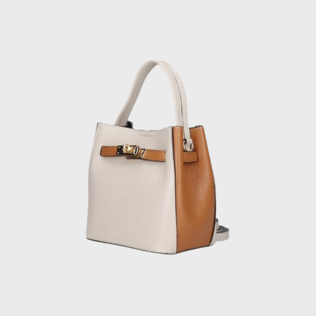 Isabelle Mini Leather Handbag cream & cognac