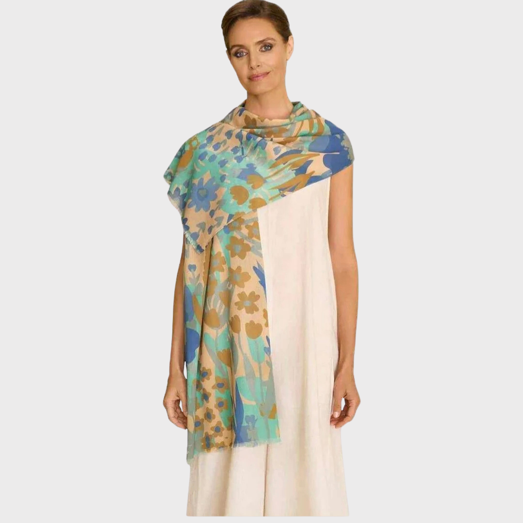 Powder Springtime Floral Denim Scarf