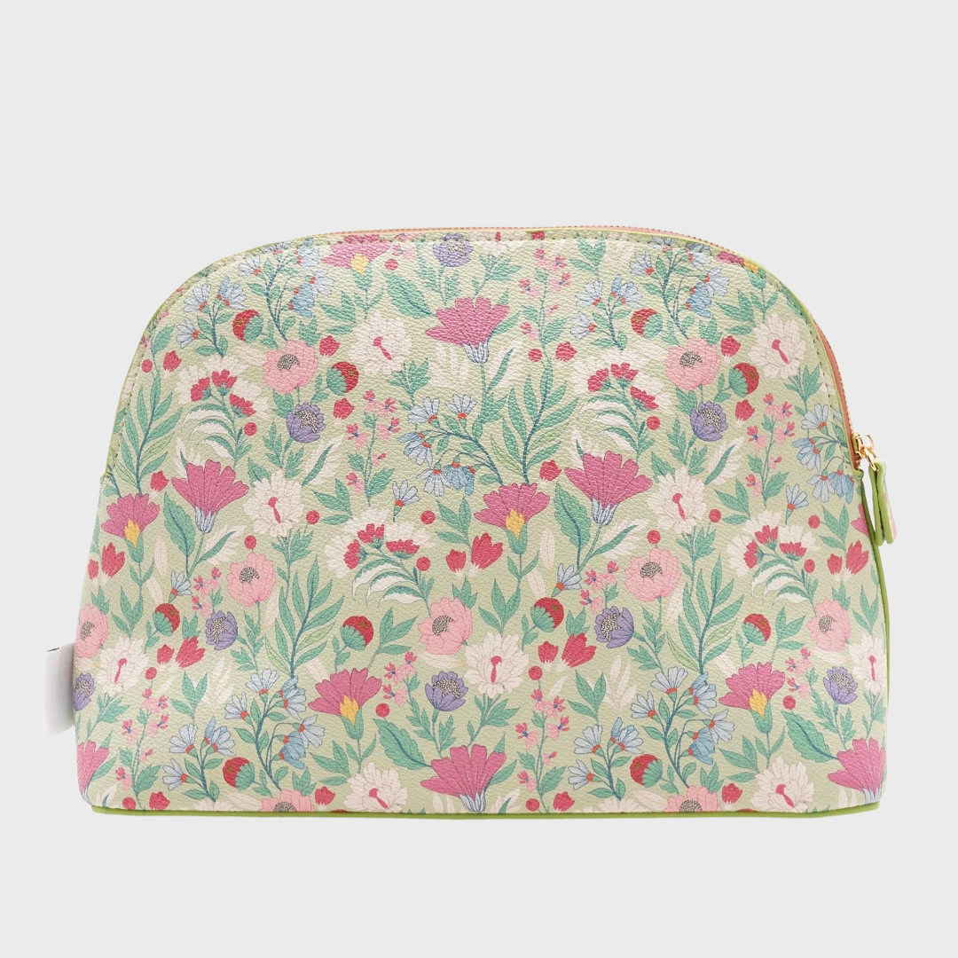 Sophia Lane Large Green Floral Make Up Bag