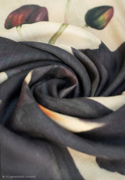 Midnight Orchid Wool Wrap Scarf
