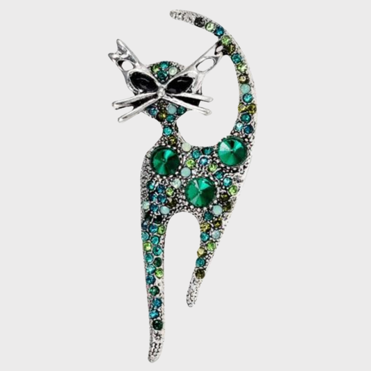 Green Cat Brooch