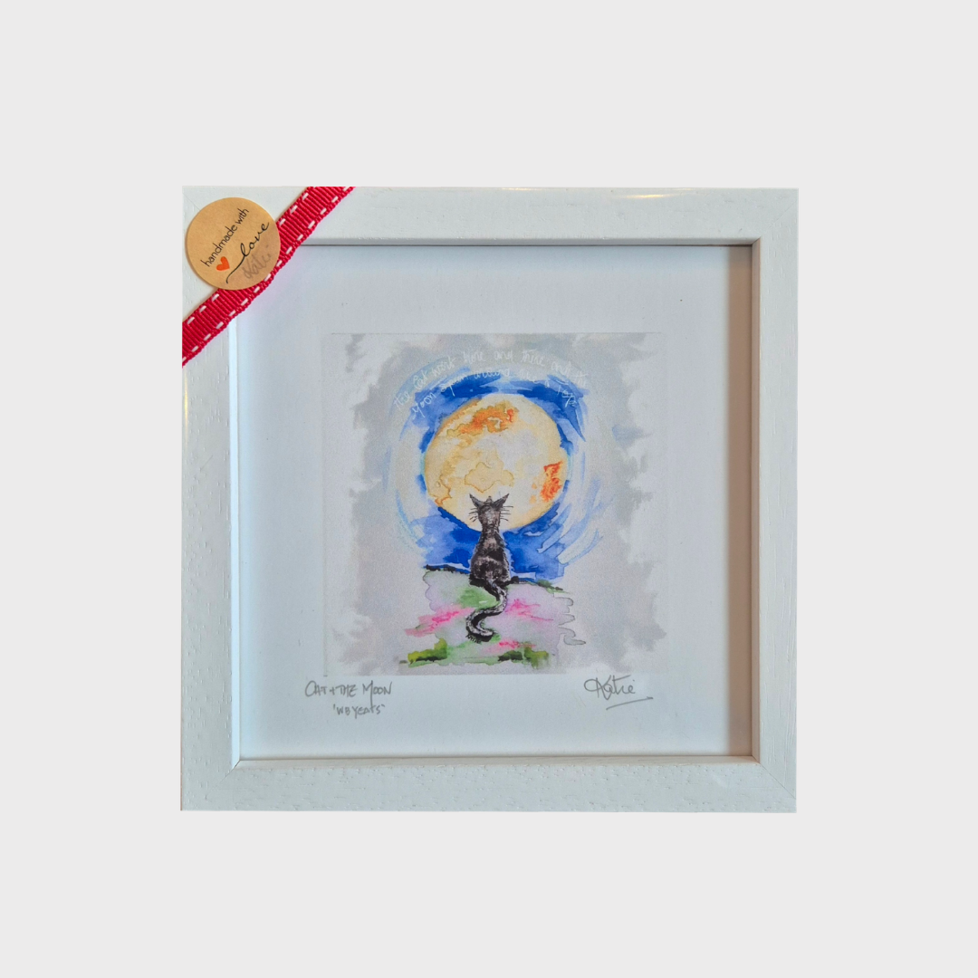 Cat & the Moon Small Framed Print