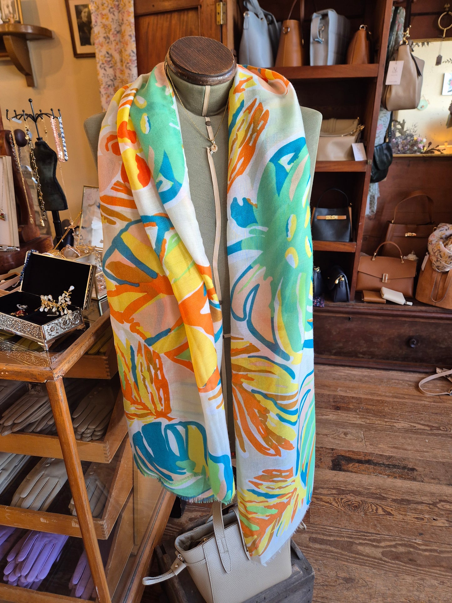 Palm Print Summer Scarf