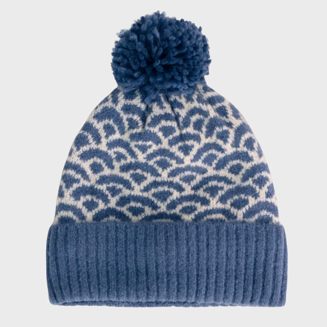 Agatha Denim Blue Pom Hat