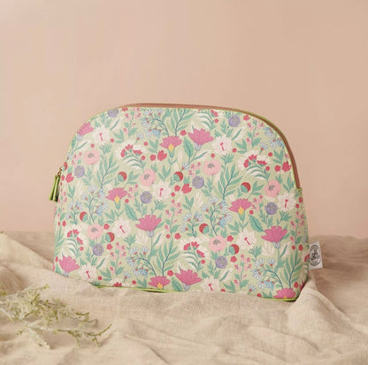 Sophia Lane Large Green Floral Make Up Bag