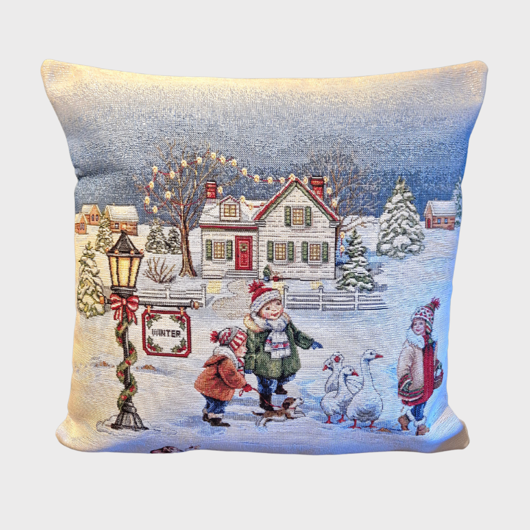 Winter Snow Scene Cushion Cover