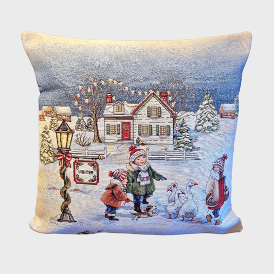 Winter Snow Scene Cushion Cover