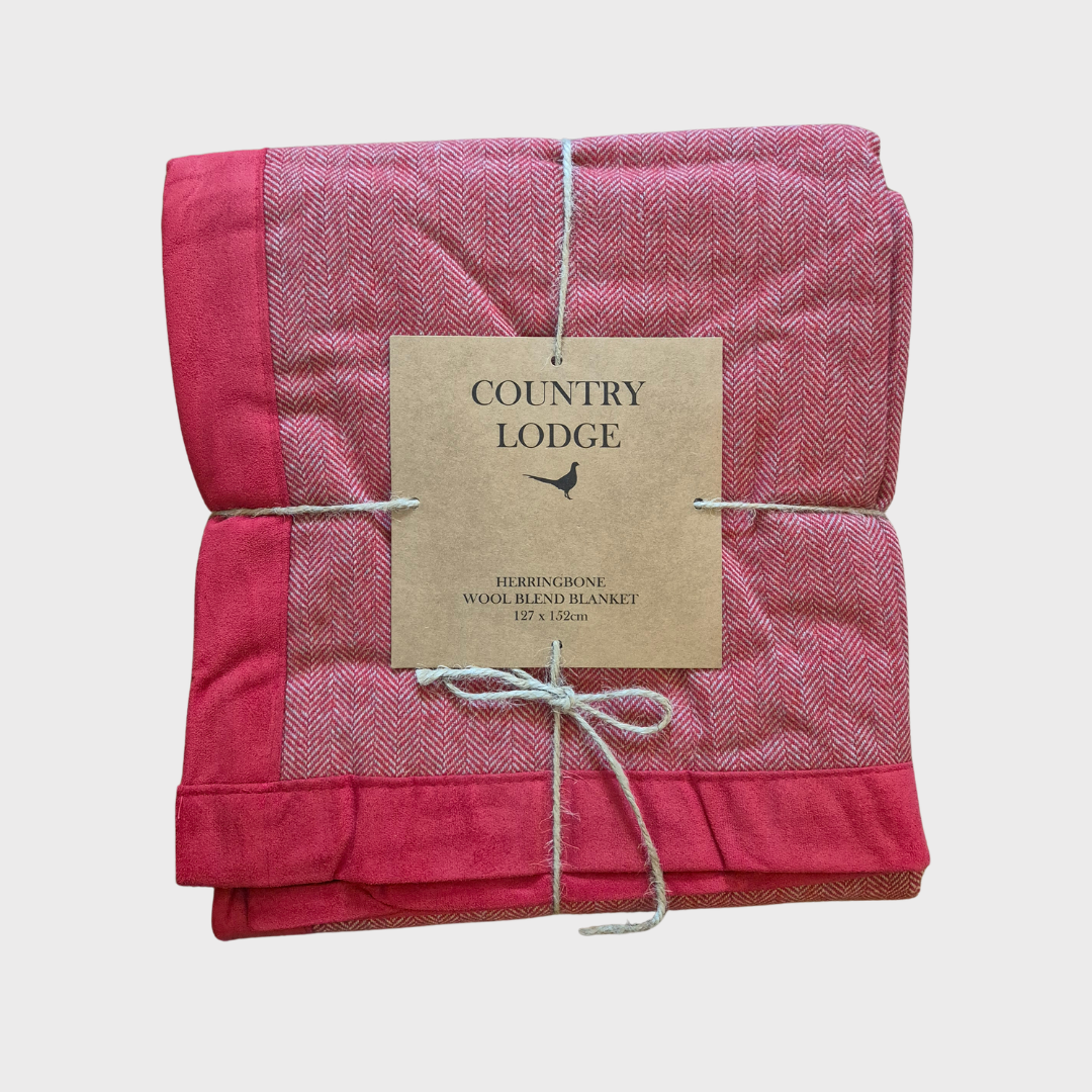 Country Lodge Herringbone Blanket Red Earth