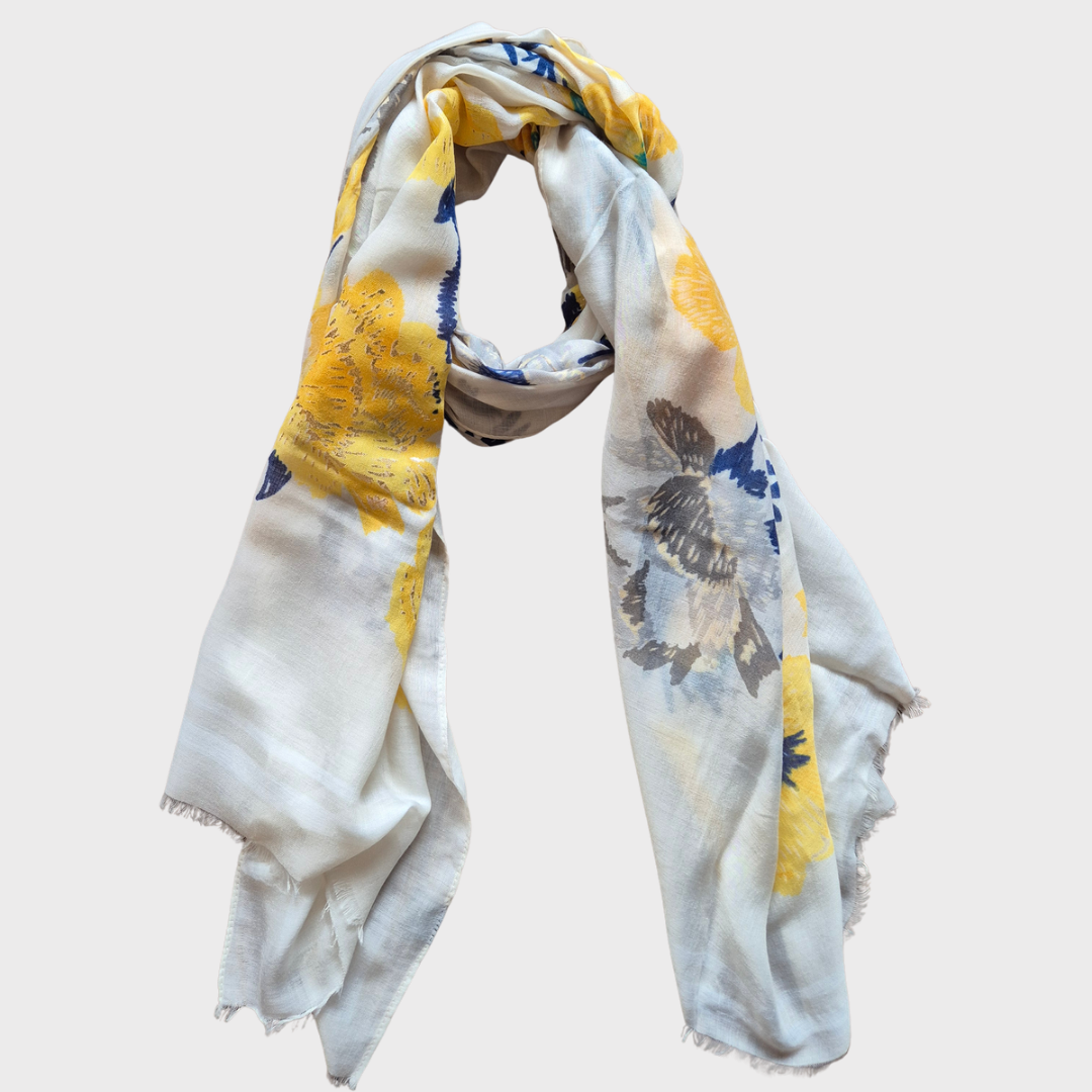 Yellow & Blue Floral Scarf