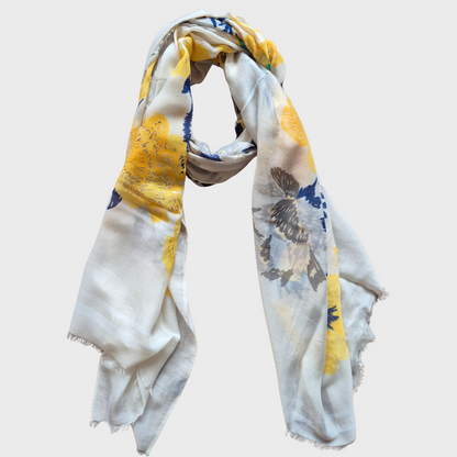 Yellow & Blue Floral Scarf