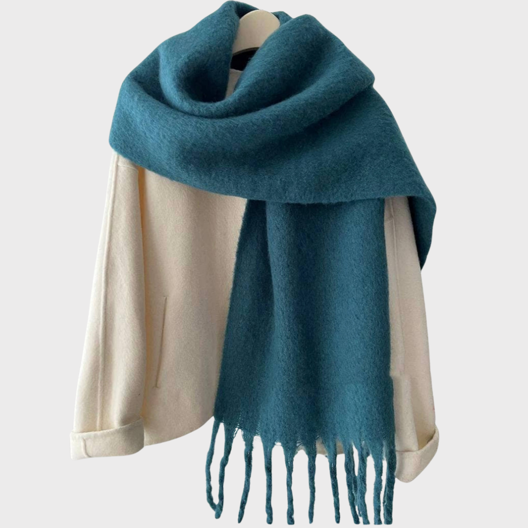 Large Fringe Scarf Petrol Blue