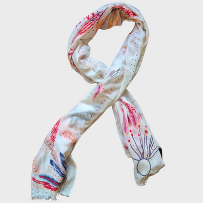 Pink Feather Summer Scarf