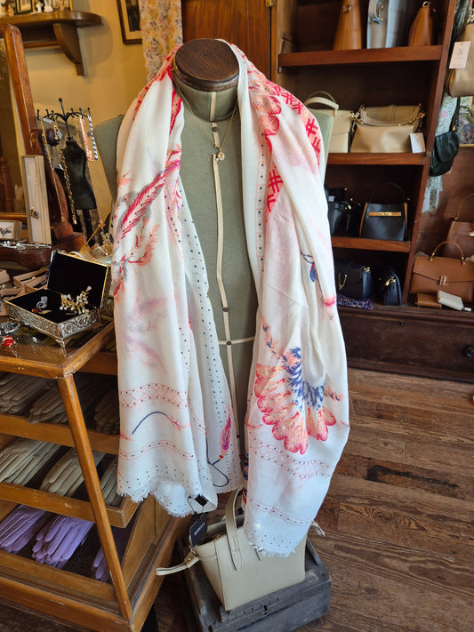 Pink Feather Summer Scarf