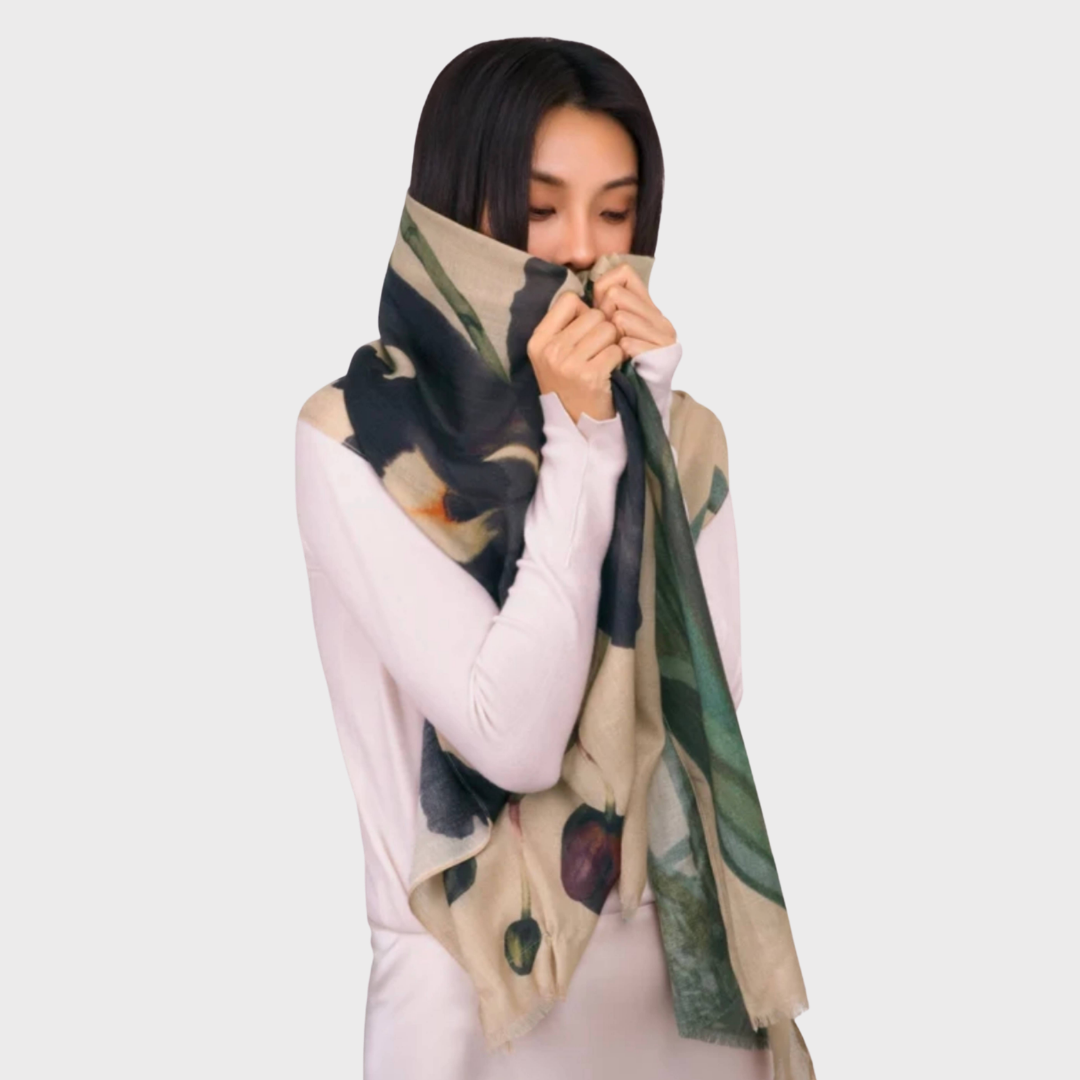 Midnight Orchid Wool Wrap Scarf