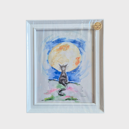 The Cat & The Moon Large Framed Print